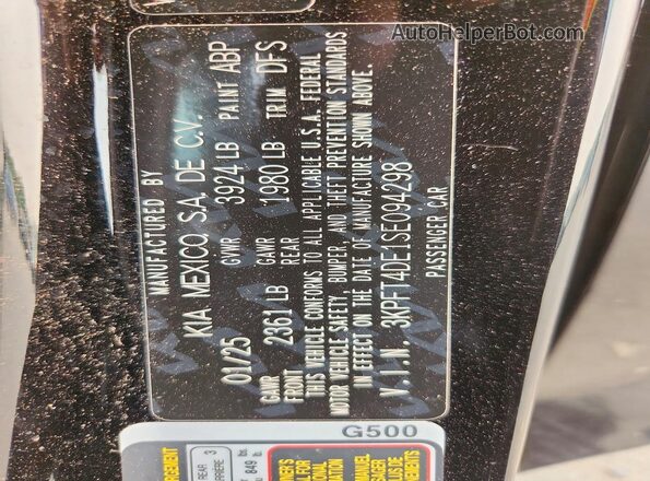 3KPFT4DE1SE094298 2025 KIA K4 Черный Вид подкапотного пространства