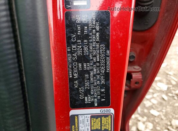 3KPFT4DE3SE091323 2025 KIA K4 Red ძრავის განყოფილების ხედი