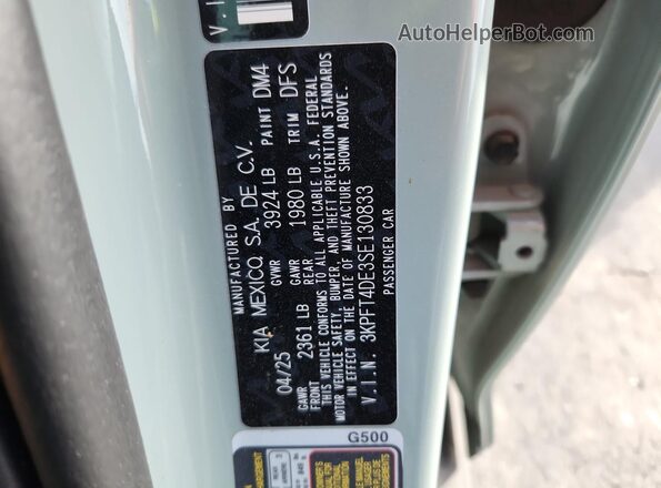3KPFT4DE3SE130833 2025 KIA K4 Gray Вид підкапотного простору