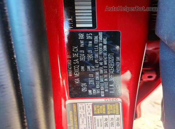 3KPFT4DE4SE032071 2025 KIA K4 Red Вид наклейки з VIN-кодом