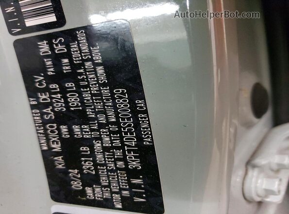 3KPFT4DE5SE008829 2025 KIA K4 Gray Widok naklejki z numerem VIN