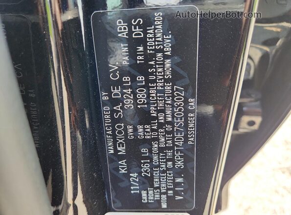 3KPFT4DE7SE053027 2025 KIA K4 Black Engine compartment view