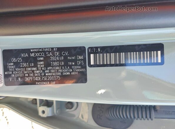 3KPFT4DE7SE201175 2025 KIA K4 Gray Engine compartment view