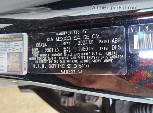 3KPFT4DE8SE005410 2025 KIA K4 Черный Вид подкапотного пространства