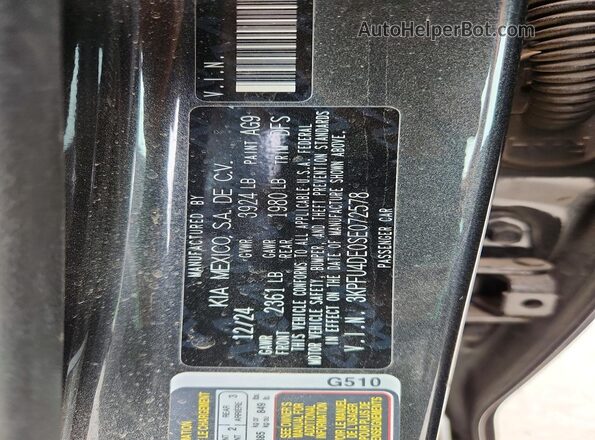 3KPFU4DE0SE072578 2025 KIA K4 Charcoal ძრავის განყოფილების ხედი