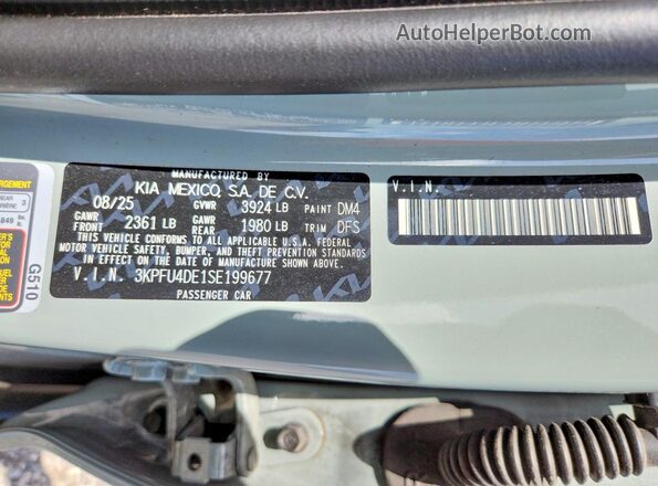 3KPFU4DE1SE199677 2025 KIA K4 Green Widok komory silnika