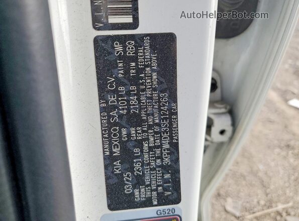 3KPFW4DE3SE124263 2025 KIA K4 White Engine compartment view