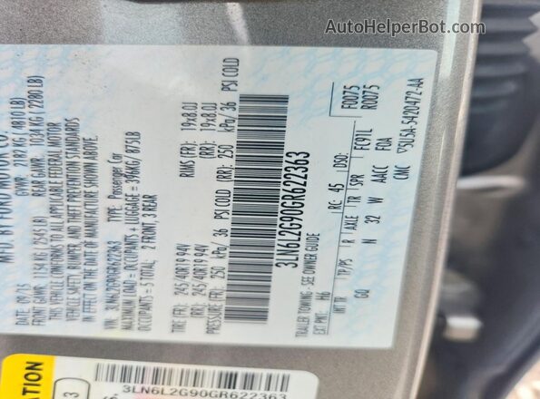 3LN6L2G90GR622363 2016 LINCOLN MKZ Gray Vista del compartimento del motor