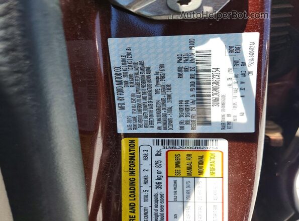3LN6L2G90GR623254 2016 LINCOLN MKZ Burgundy Vista del compartimento del motor