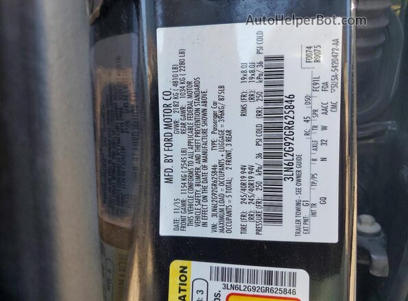3LN6L2G92GR625846 2016 LINCOLN MKZ Black Вид підкапотного простору