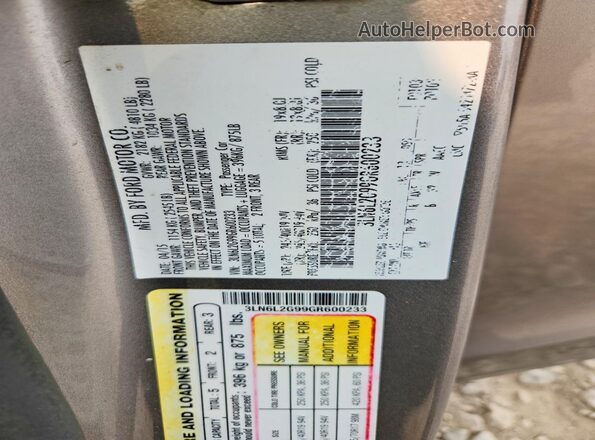 3LN6L2G99GR600233 2016 LINCOLN MKZ Tan Vista del compartimento del motor