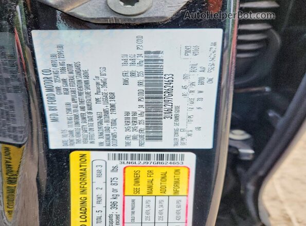 3LN6L2J97GR624653 2016 LINCOLN MKZ Black Vista de la etiqueta del VIN
