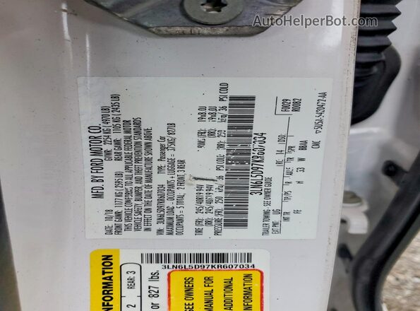 3LN6L5D97KR607034 2019 LINCOLN MKZ White Widok komory silnika