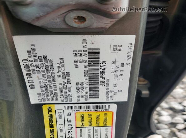 3LN6L5F93HR627786 2017 LINCOLN MKZ Gray ძრავის განყოფილების ხედი
