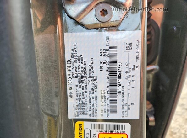 3LN6L5F94HR637730 2017 LINCOLN MKZ Gray Вид підкапотного простору