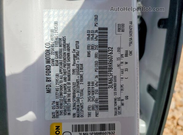 3LN6L5F98HR607632 2017 LINCOLN MKZ White Вид підкапотного простору