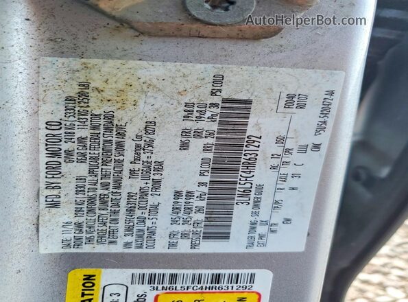 3LN6L5FC4HR631292 2017 LINCOLN MKZ Silver Widok komory silnika
