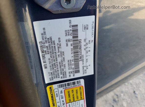 3LN6L5LU5JR607893 2018 LINCOLN MKZ Blue VIN კოდის სტიკერის ხედი