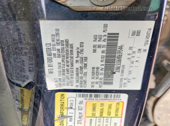 3LN6L5LU6HR659544 2017 LINCOLN MKZ Blue Engine compartment view