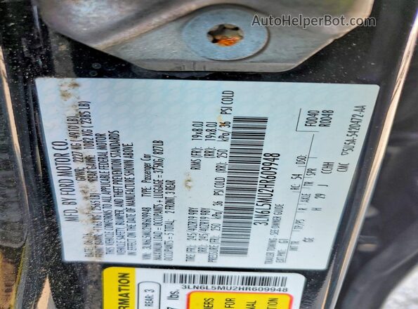 3LN6L5MU2HR609948 2017 LINCOLN MKZ Black Շարժիչի բաժամունքի տեսք