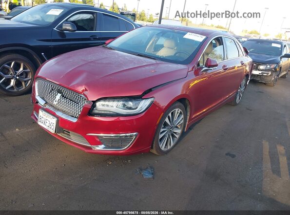 3LN6L5MU4KR604631 2019 LINCOLN MKZ HYBRID Red წინა მარცხენა ხედი სამი მეოთხედიდან