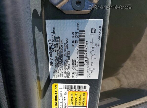 3LN6L5MU7HR632576 2017 LINCOLN MKZ Серый Вид наклейки с VIN-кодом