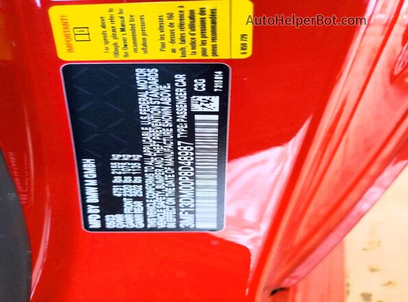 3MF13DM00P8D48987 2023 BMW M2 Red ძრავის განყოფილების ხედი