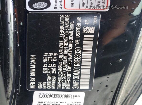 3MF13DM01R8E83320 2024 BMW M2 Black Widok komory silnika