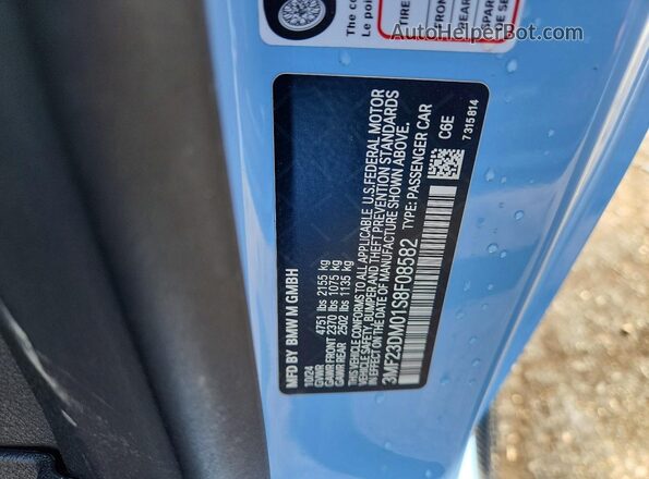 3MF23DM01S8F08582 2025 BMW M2 Blue ძრავის განყოფილების ხედი