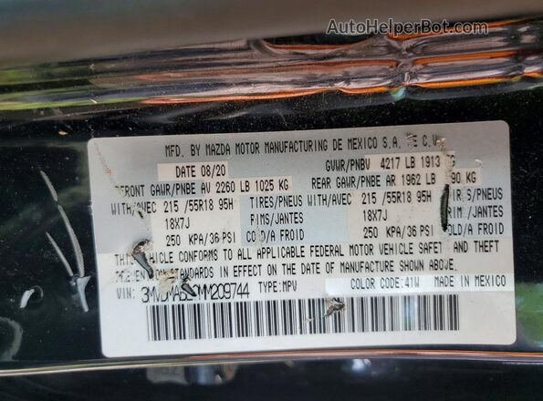 3MVDMABL0MM209744 2021 MAZDA CX-30 Black VIN კოდის სტიკერის ხედი