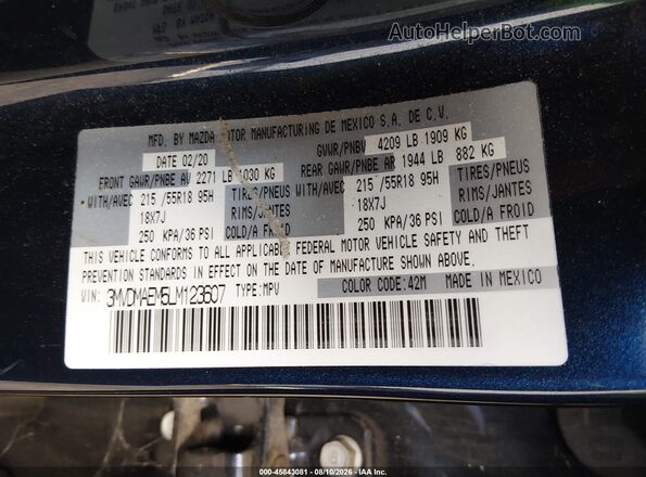 3MVDMAEM5LM123607 2020 MAZDA CX-30 Dark Blue Շարժիչի բաժամունքի տեսք