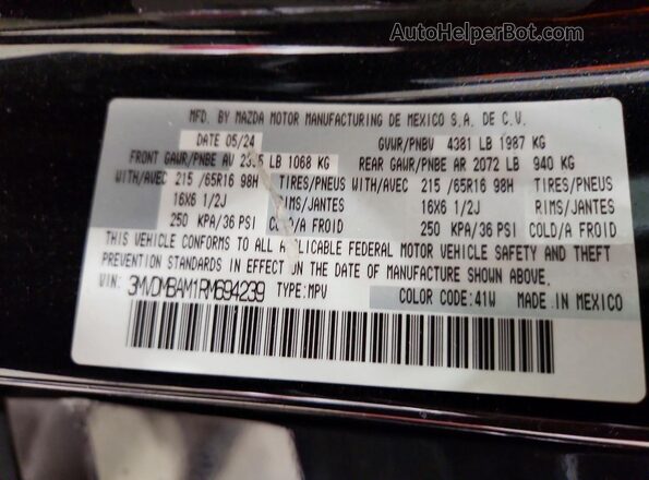 3MVDMBAM1RM694239 2024 MAZDA CX-30 Black Widok komory silnika