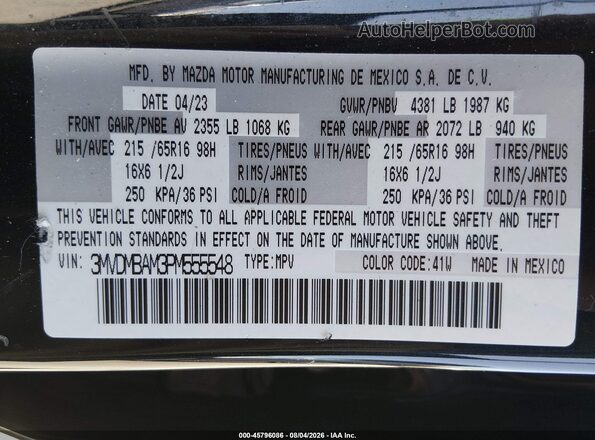 3MVDMBAM3PM555548 2023 MAZDA CX-30 Black Widok komory silnika