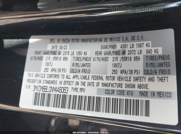 3MVDMBBL0NM446063 2022 MAZDA CX-30 Black Vista del compartimento del motor