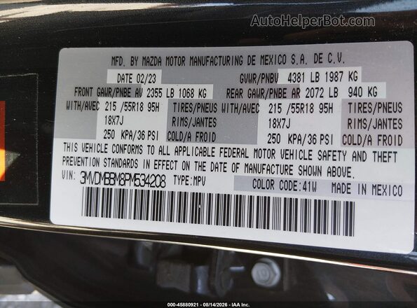 3MVDMBBM8PM534208 2023 MAZDA CX-30 Black Widok komory silnika