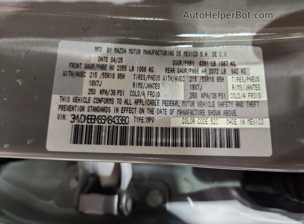 3MVDMBBM8SM843380 2025 MAZDA CX-30 Silver VIN კოდის სტიკერის ხედი