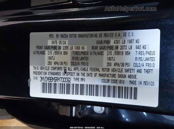 3MVDMBBM9RM700092 2024 MAZDA CX-30 Черный Вид подкапотного пространства