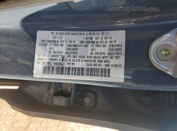 3MVDMBCL1NM406640 2022 MAZDA CX-30 Blue Widok naklejki z numerem VIN