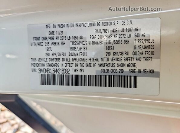 3MVDMBCL5MM316082 2021 MAZDA CX-30 White Widok komory silnika