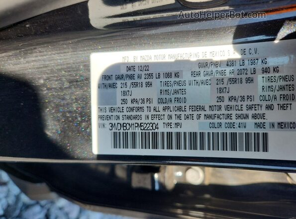 3MVDMBCM1PM522304 2023 MAZDA CX-30 Black Widok naklejki z numerem VIN