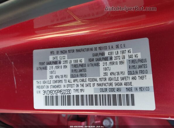 3MVDMBCM2PM522330 2023 MAZDA CX-30 Red Շարժիչի բաժամունքի տեսք