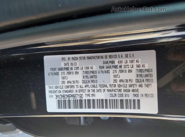 3MVDMBCM6PM567190 2023 MAZDA CX-30 Black Вид наклейки з VIN-кодом