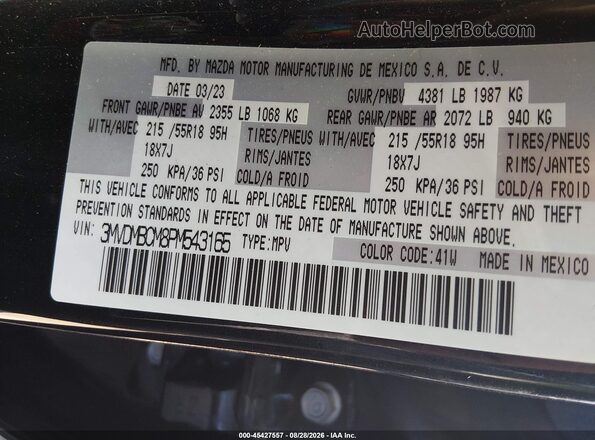 3MVDMBCM8PM543165 2023 MAZDA CX-30 Black Vista del compartimento del motor