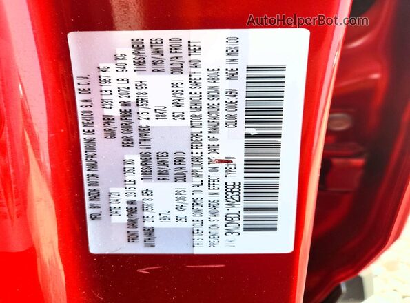 3MVDMBDL1MM263699 2021 MAZDA CX-30 Красный Вид наклейки с VIN-кодом