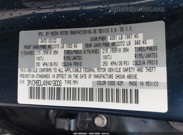3MVDMBDL4NM419008 2022 MAZDA CX-30 Dark Blue Vista del compartimento del motor