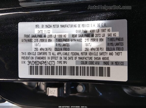 3MVDMBDM4PM514373 2023 MAZDA CX-30 Black Widok komory silnika