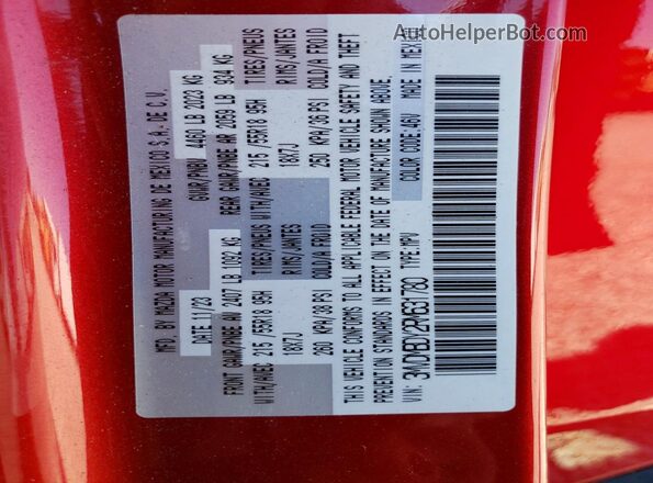 3MVDMBDY2RM631780 2024 MAZDA CX-30 Red Widok wnętrza 360 stopni