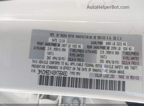 3MVDMBDY4SM799460 2025 MAZDA CX-30 White Widok komory silnika