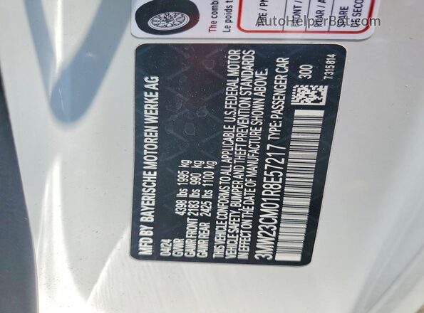 3MW23CM01R8E57217 2024 BMW 2 SERIES White VIN sticker view