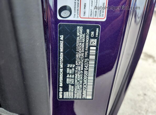 3MW23CM09S8F64375 2025 BMW 2 SERIES Blue Շարժիչի բաժամունքի տեսք